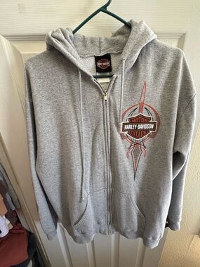 Harley-Davidson Gray Hoodie with Orange Trim